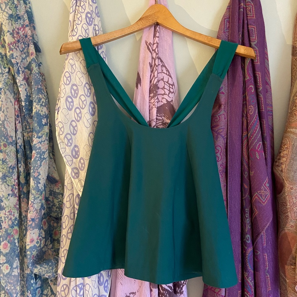 Teal Tank Top With Tie In Back
